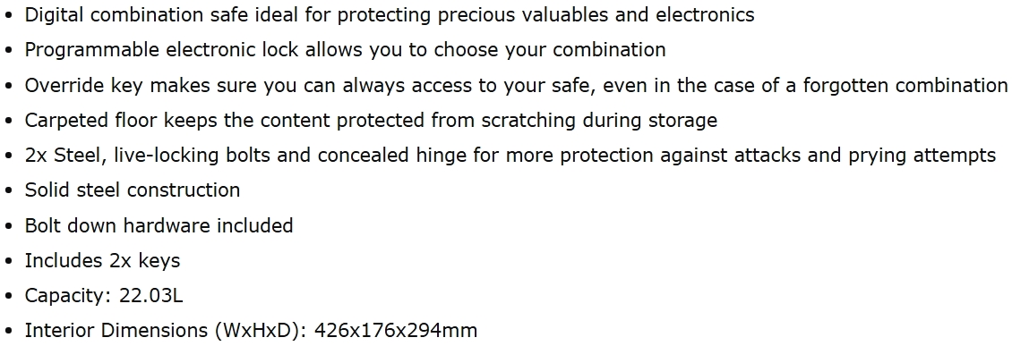 כספת דיגיטלית מקצועית MASTER LOCK X075ML TEXT